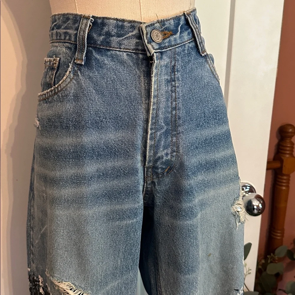 Ingalls Denim Line men’s 100 cotton 32x36 graffiti distressed Korean K-pop jeans